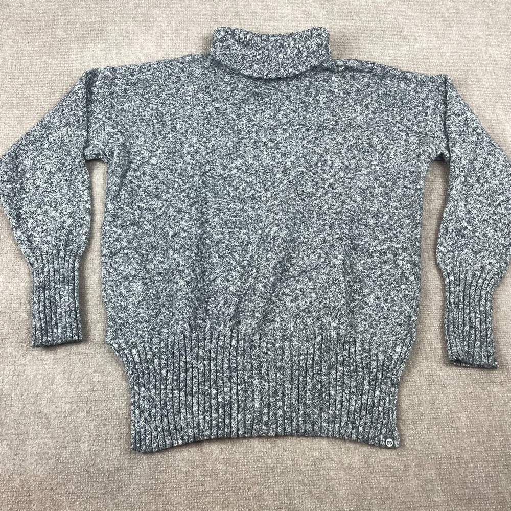 Eddie Bauer Sweater Women Medium Gray Knit Stretch Turtle Neck Pullover Winter